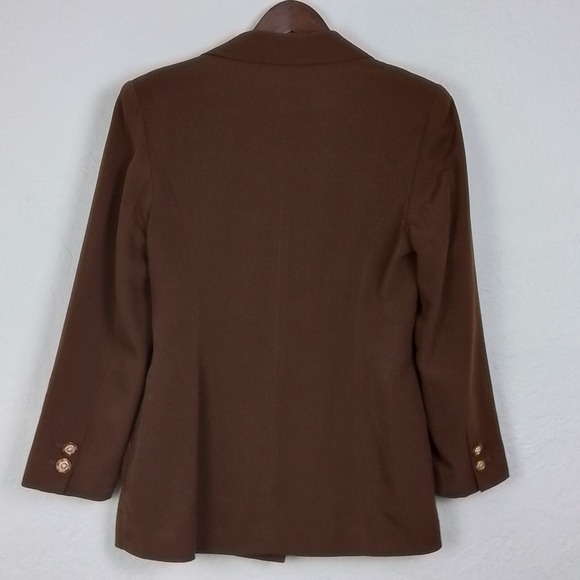 La Moda Womens Blazer 10 Brown Embroider Button Front Single Breast Notch Lapel - Picture 7 of 13